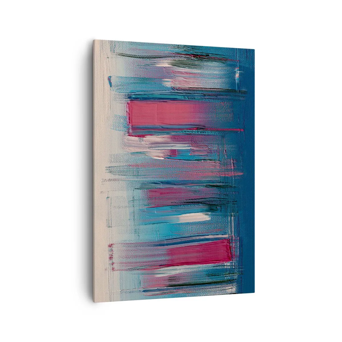 Bild auf Leinwand - Leinwandbild - Abstrakte vertikale Formen in Blau- und Rottönen - 70x100cm - Vertikale Komposition in Blau und Rot - Moderne Wanddekoration für Wohnzimmer und Schlafzimmer ARTTOR