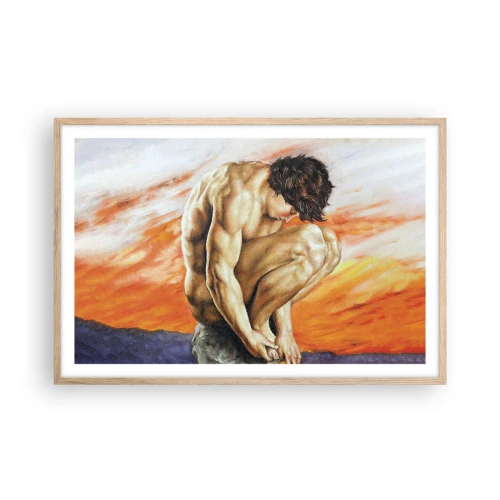 Poster in einem Rahmen aus heller Eiche - In sich versunken - 91x61 cm