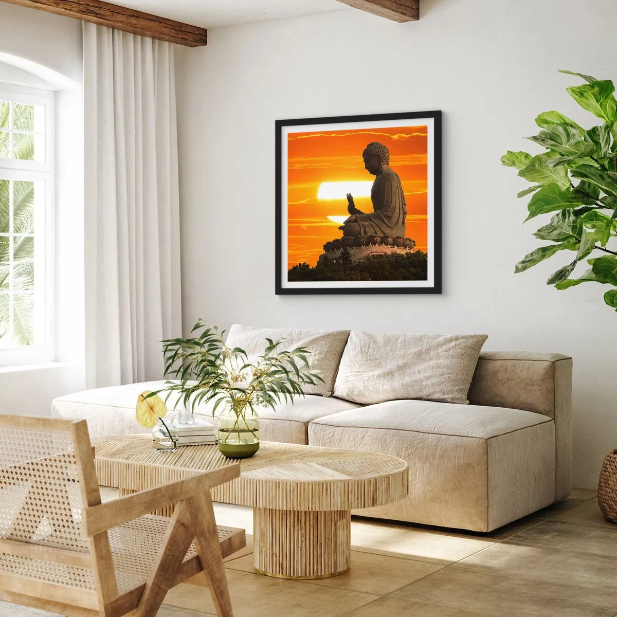 Poster in einem schwarzem Rahmen - Keine Angst vor der Welt - 40x40 cm