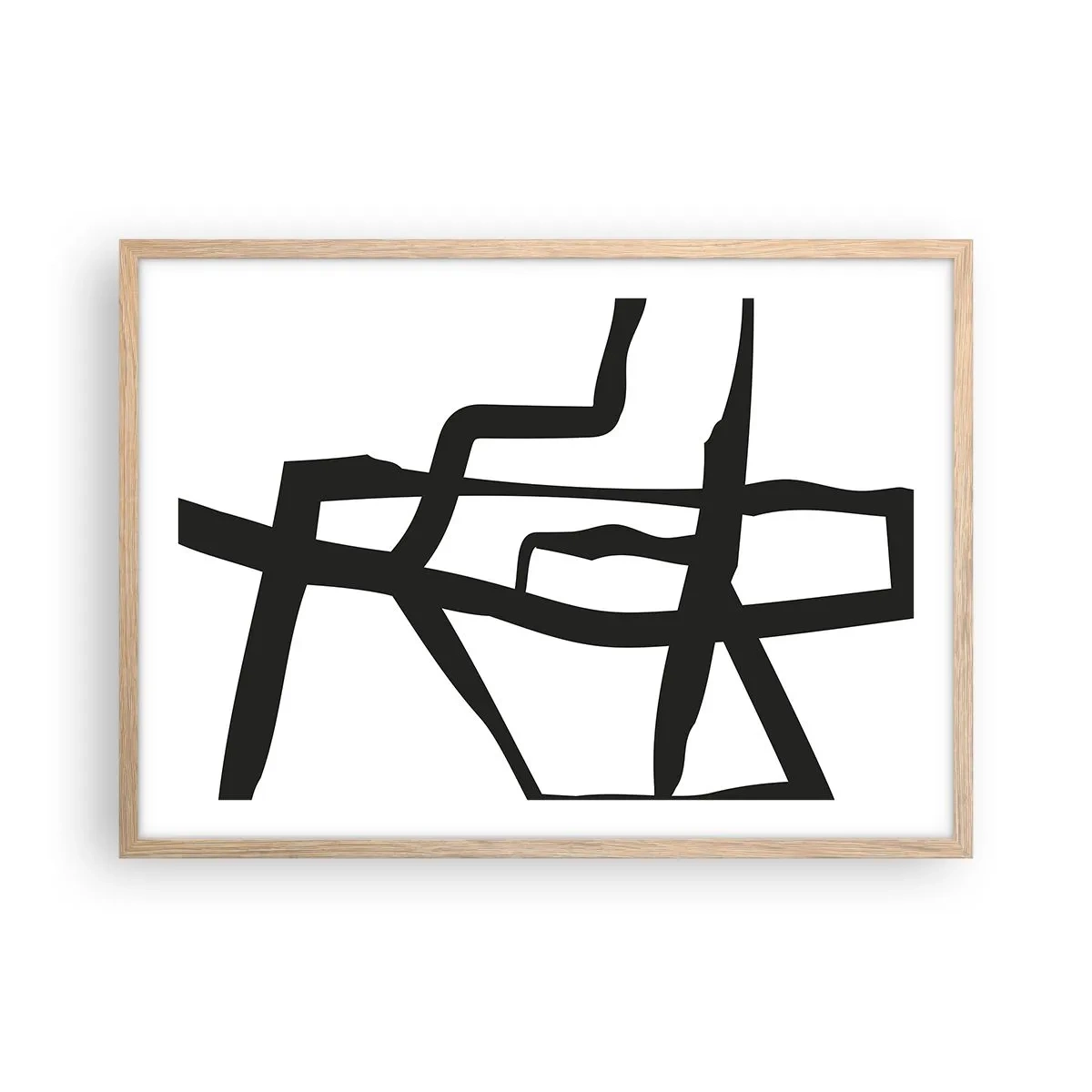 Poster in einem Rahmen aus heller Eiche - Schwarz-Weiß-Design - 70x50 cm