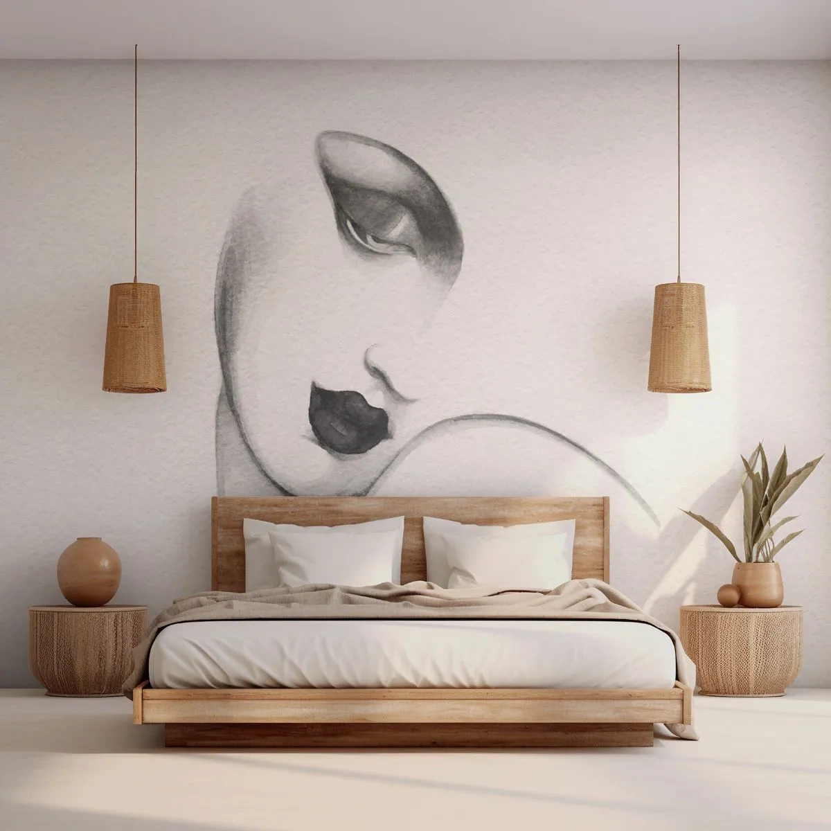 Fototapete Premium Canvas - Im Stil von Łempicka - Porträt einer Frau, Das Gesicht einer Frau, Stück - 150x105 cm