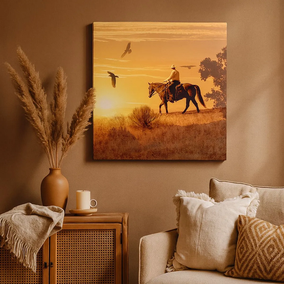 Bild auf Leinwand - Leinwandbild - Allein durch die Prärie - 30x30 cm