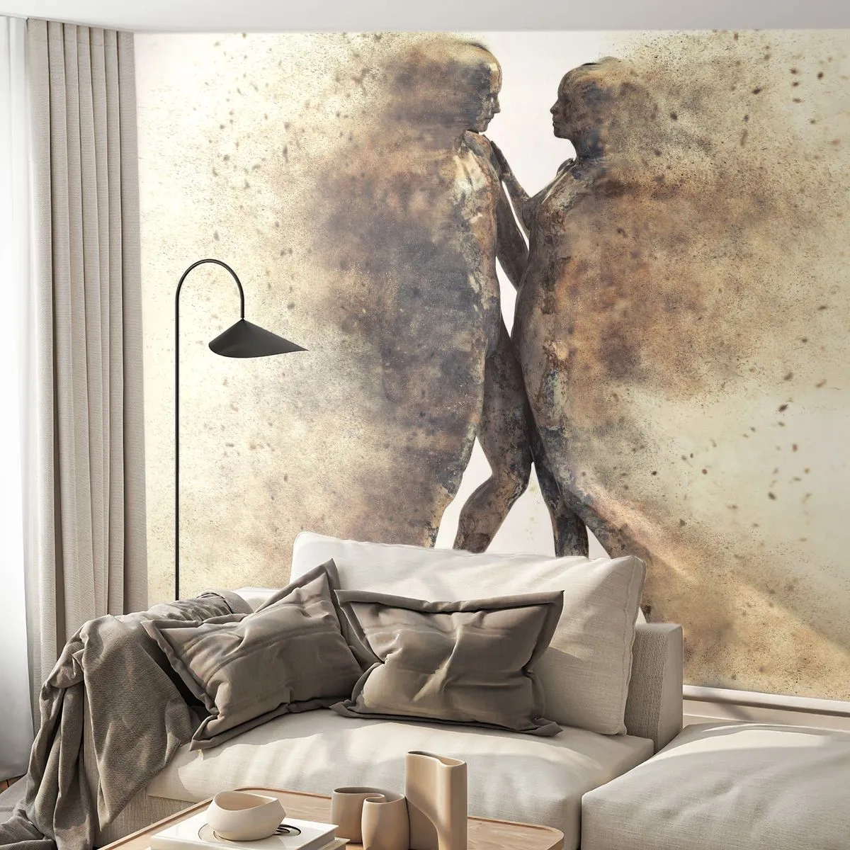 Fototapete Premium Canvas - Sie erhoben sich aus dem Staub, um zu lieben - Abstraktion, Frau und Mann, Liebe - 200x140 cm