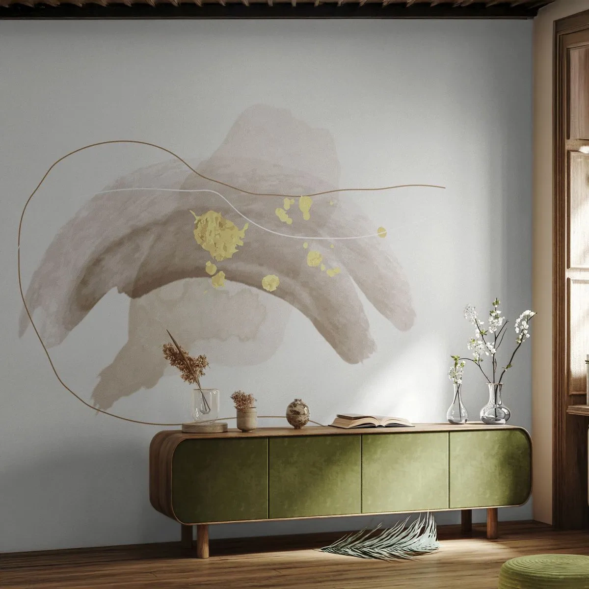 Fototapete Premium Sand - Im Weltraum begegnet - Abstraktion, Stück, Modernes Muster - 500x350 cm