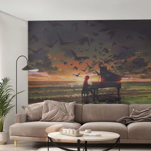 Selbstklebende Fototapete Deluxe Sticker - Konzert für Klavier und Wellen - Abstraktion, Klavier, Musik - 100x70 cm