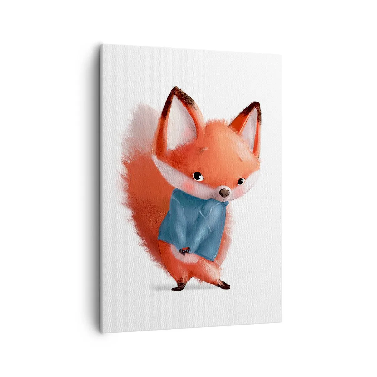 Bild auf Leinwand - Leinwandbild - Ein süßer Fuchs im blauen Anzug - 50x70cm - Steht mir das gut? - Moderne Wanddekoration für Wohnzimmer und Schlafzimmer ARTTOR