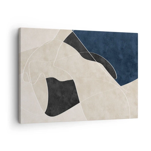 Bild auf Leinwand - Leinwandbild - Geometrische Abstraktion in Beige- und Marineblautönen - 70x50cm - Abstrakte Komposition – Farbkontrast - Moderne Wanddekoration für Wohnzimmer und Schlafzimmer ARTTOR