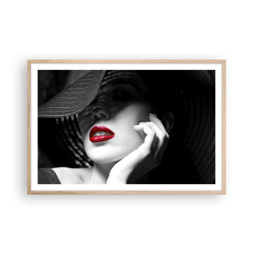 Poster in einem Rahmen aus heller Eiche - Eine Studie in Scharlachrot - 91x61 cm