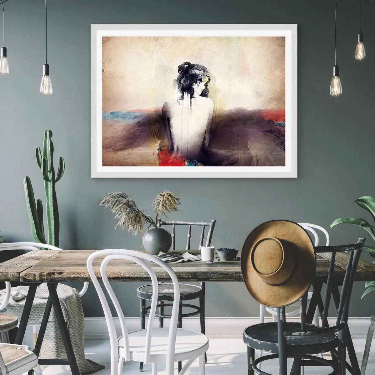 Poster in einem weißen Rahmen - Glatte Linien, ovale Formen - 50x40 cm