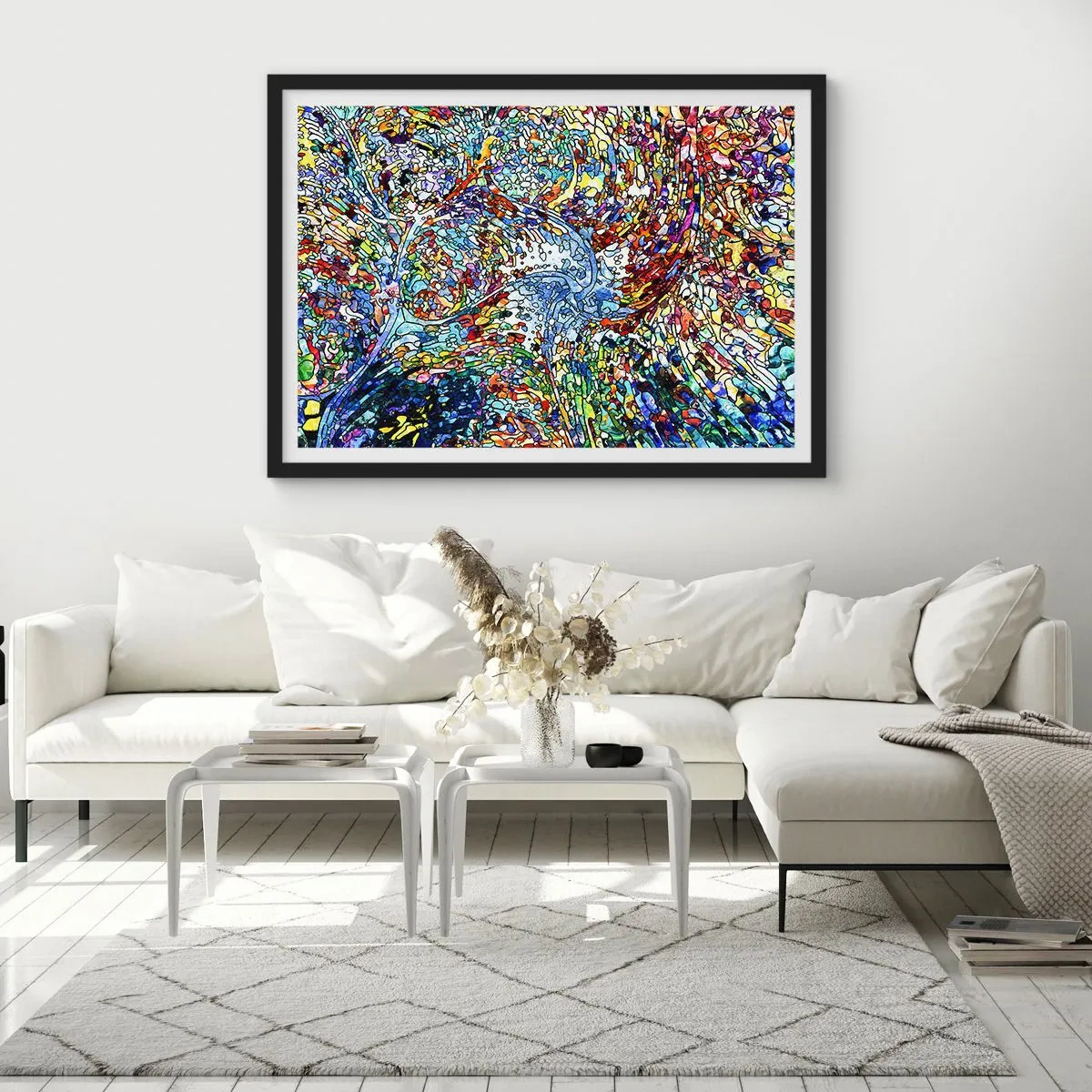 Poster in einem schwarzem Rahmen - Glasmalerei Wassertropfen - 40x30 cm