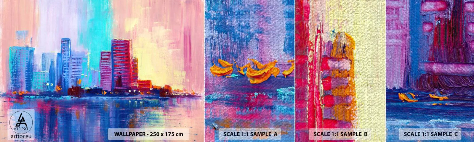 Fototapeten Muster Premium Canvas - In Farben getaucht - Stadt, Die Architektur, Stück - 100x30 cm