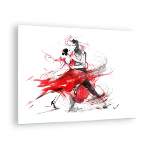 Glasbild - Bild auf glas - Ein Tänzerpaar in einem dynamischen Aquarelltanz - 70x50cm - Tango – der Rhythmus der Leidenschaft - Moderne Wanddekoration für Wohnzimmer und Schlafzimmer ARTTOR