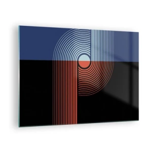 Glasbild - Bild auf glas - Moderne geometrische Grafiken in Kontrastfarben - 70x50cm - In einer geometrischen Umarmung - Moderne Wanddekoration für Wohnzimmer und Schlafzimmer ARTTOR