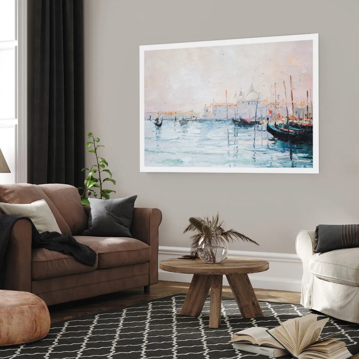 Poster - Hinter dem Wasser, hinter dem Nebel - 70x50 cm