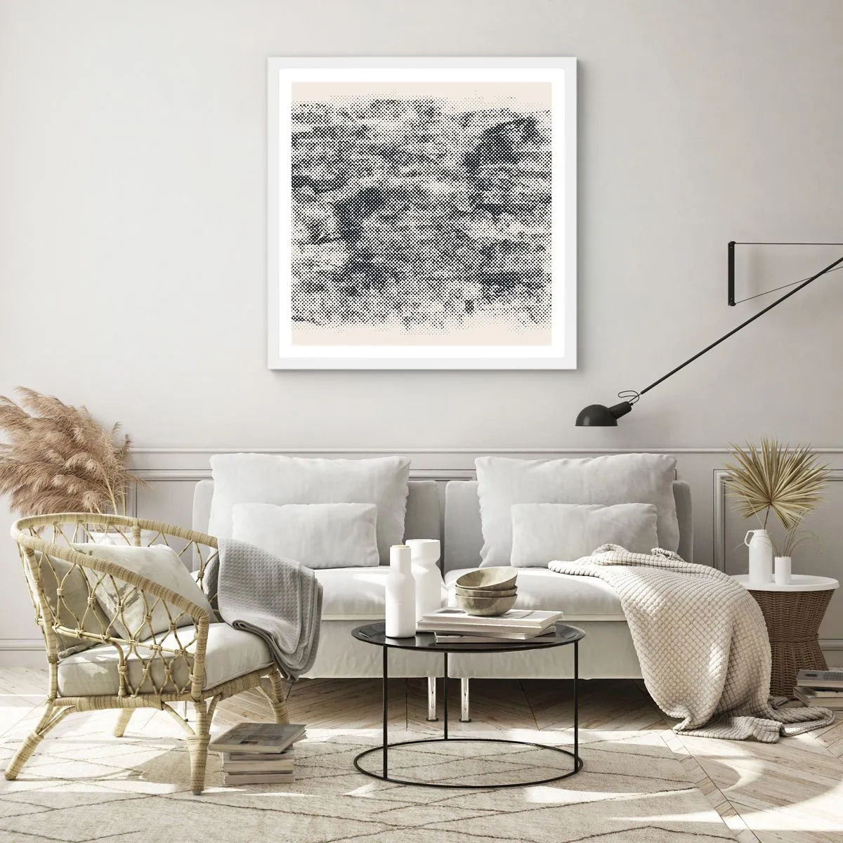 Poster in einem weißen Rahmen - Nebelige Komposition - 60x60 cm