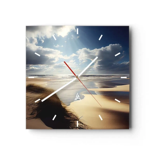 Wanduhr - Glasuhr - Strand, wilder Strand - 40x40 cm