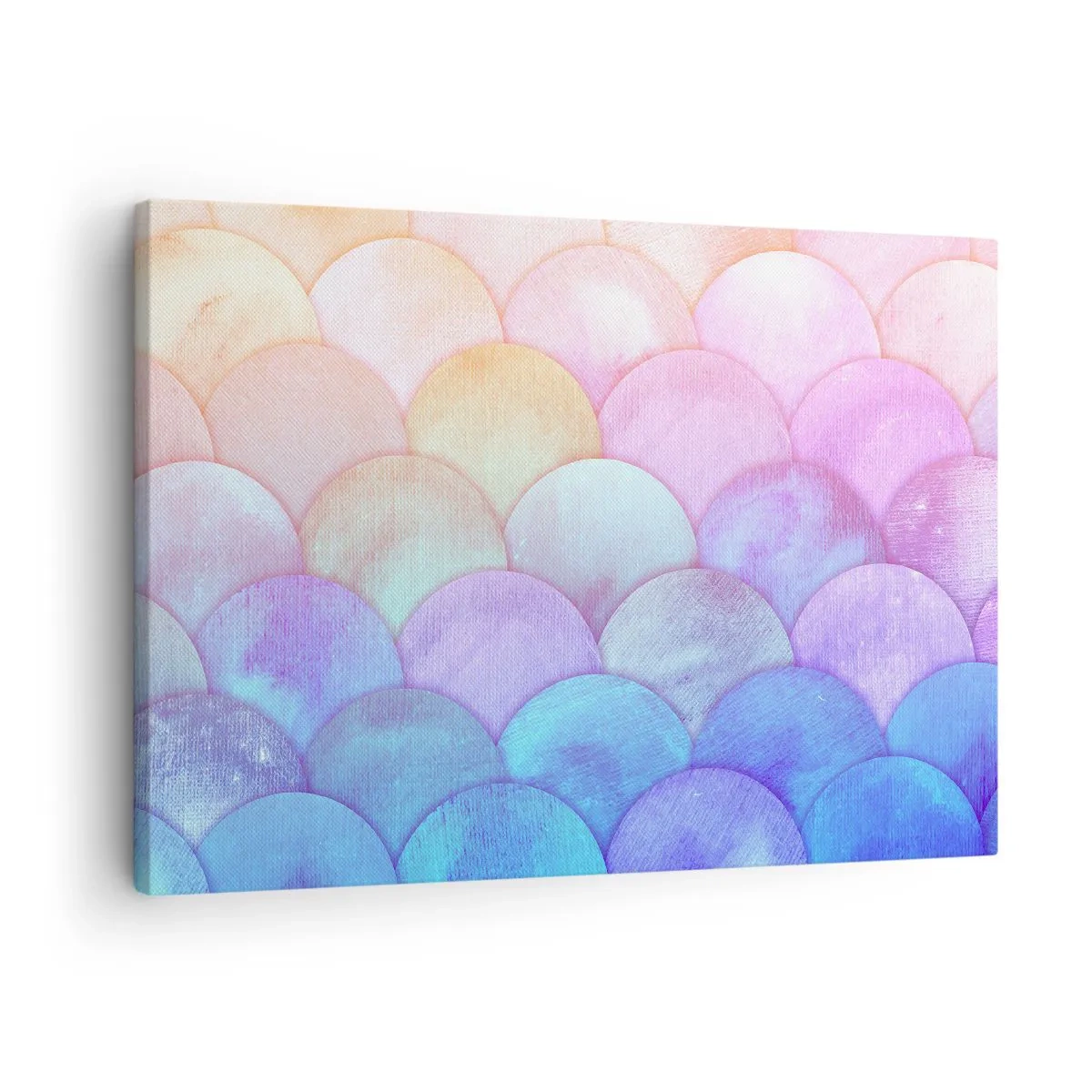 Bild auf Leinwand - Leinwandbild - Abstrakte Schuppen in Pastelltönen - 70x50cm - Perlenschuppe - Moderne Wanddekoration für Wohnzimmer und Schlafzimmer ARTTOR
