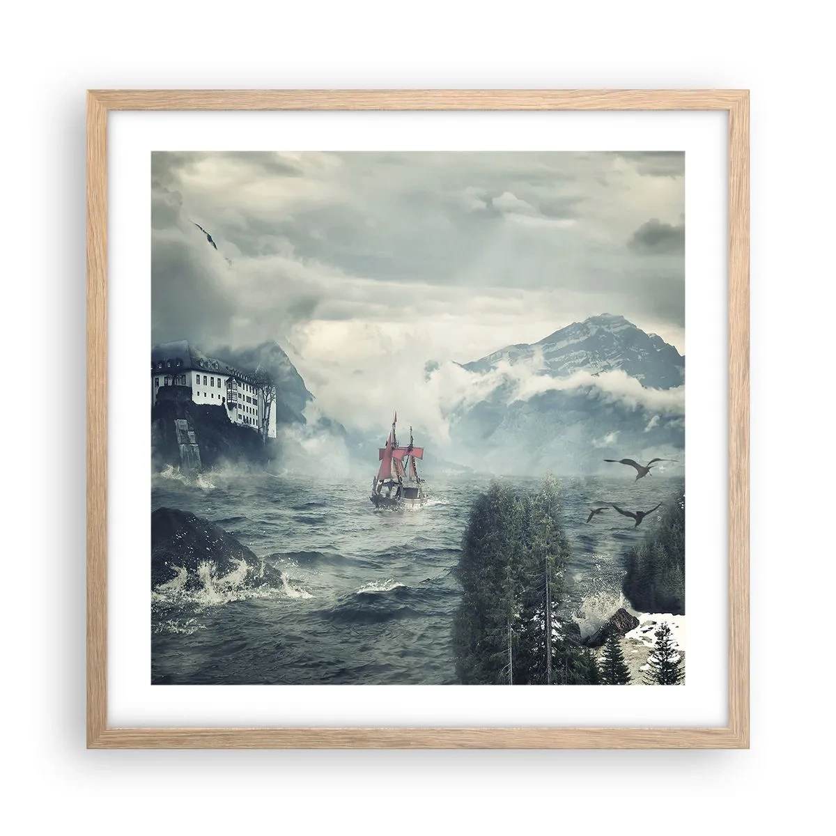 Poster in einem Rahmen aus heller Eiche - In magischen Gewässern - 50x50 cm