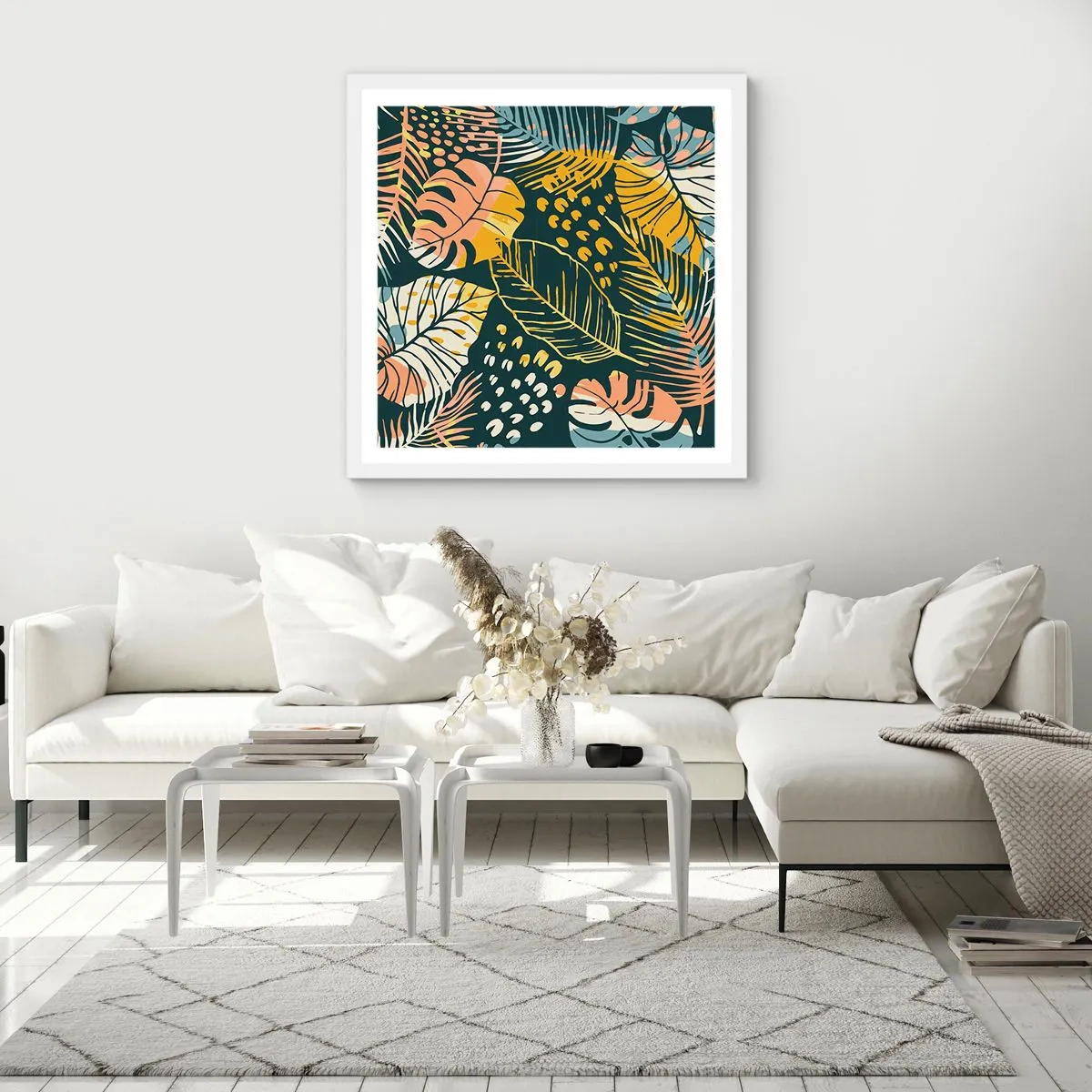 Poster in einem weißen Rahmen - Grüne Fantasie - 60x60 cm