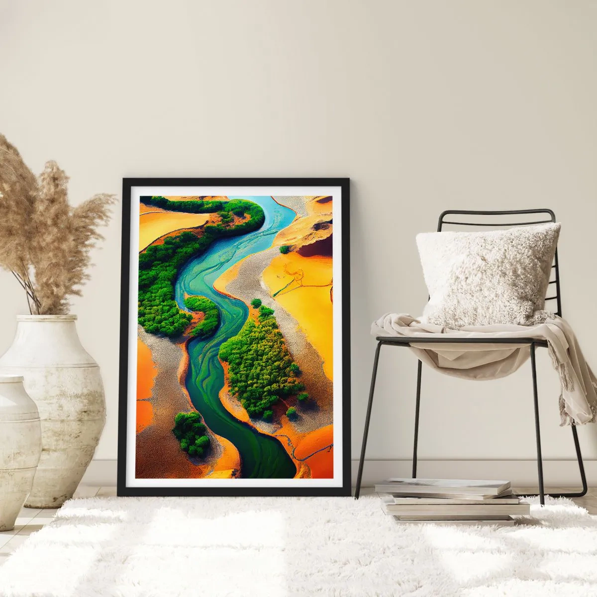 Poster in einem schwarzem Rahmen - Lebensspendender Fluss - 30x40 cm