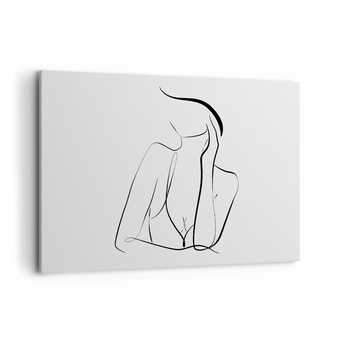 Bild auf Leinwand - Leinwandbild - Eine zarte Skizze einer weiblichen Silhouette im minimalistischen Stil - 120x80cm - Auf der Traumwelle - Moderne Wanddekoration für Wohnzimmer und Schlafzimmer ARTTOR