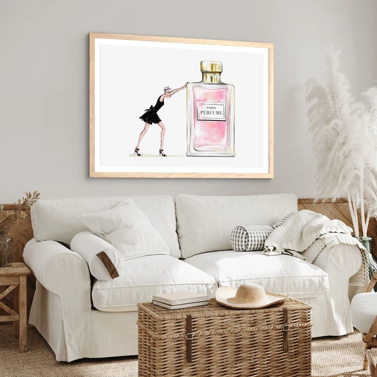 Poster in einem Rahmen aus heller Eiche - Essenz der Weiblichkeit - 100x70 cm