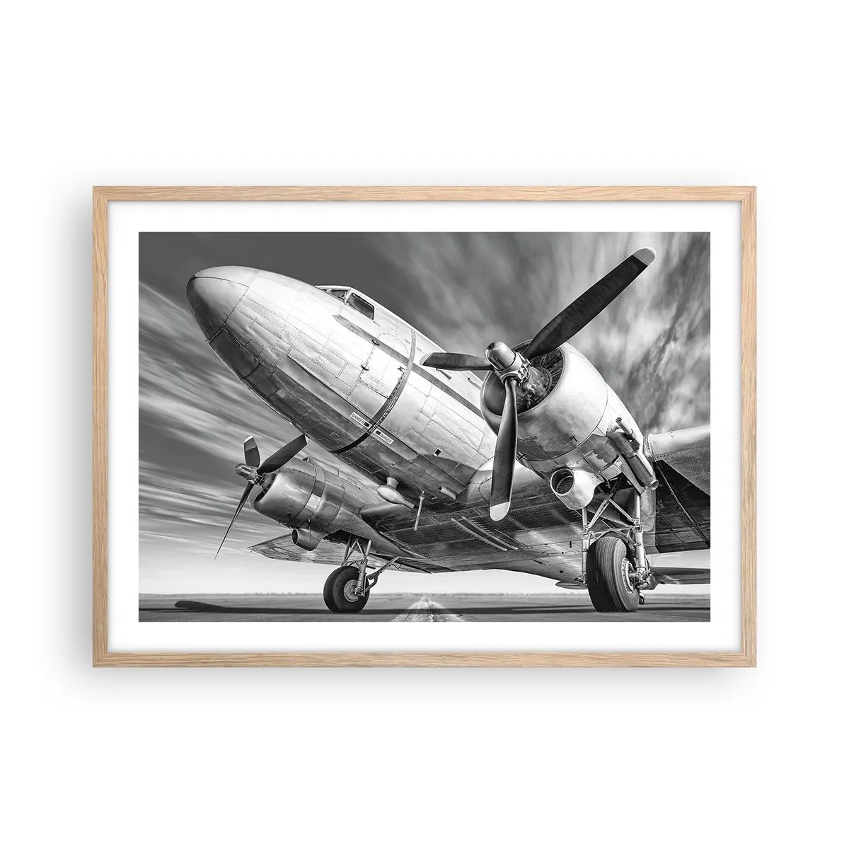 Poster in einem Rahmen aus heller Eiche - Immer flugbereit - 70x50 cm