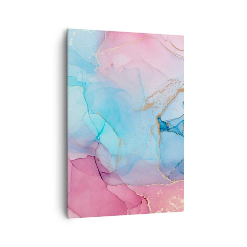 Bild auf Leinwand - Leinwandbild - Abstrakte Pastellmuster mit goldenen Akzenten - 70x100cm - Begegnung und Durchdringung - Moderne Wanddekoration für Wohnzimmer und Schlafzimmer ARTTOR