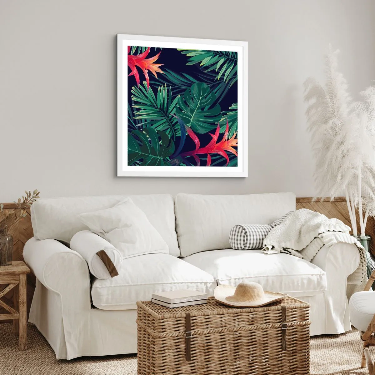 Poster in einem weißen Rahmen - Im Grünen in Flammen gehen - 60x60 cm