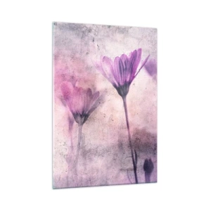 Glasbild - Bild auf glas - Zarte Blüten in pastellfarbenen Lilatönen - 50x70cm - Ein Blumentraum - Moderne Wanddekoration für Wohnzimmer und Schlafzimmer ARTTOR