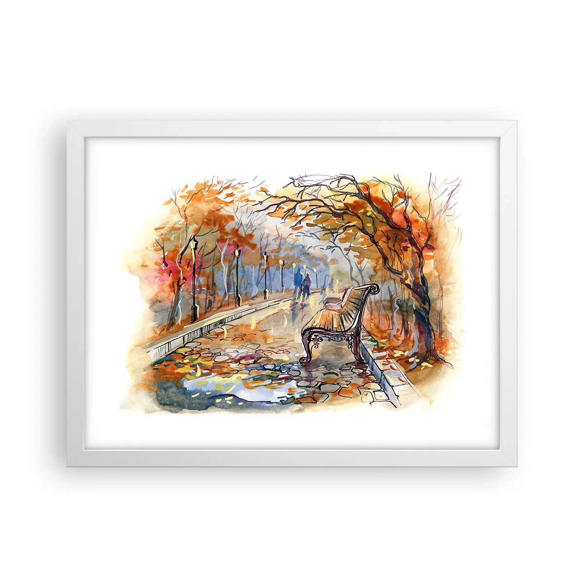 Poster in einem weißen Rahmen - Gemeinsam im Herbst wandern - 40x30 cm