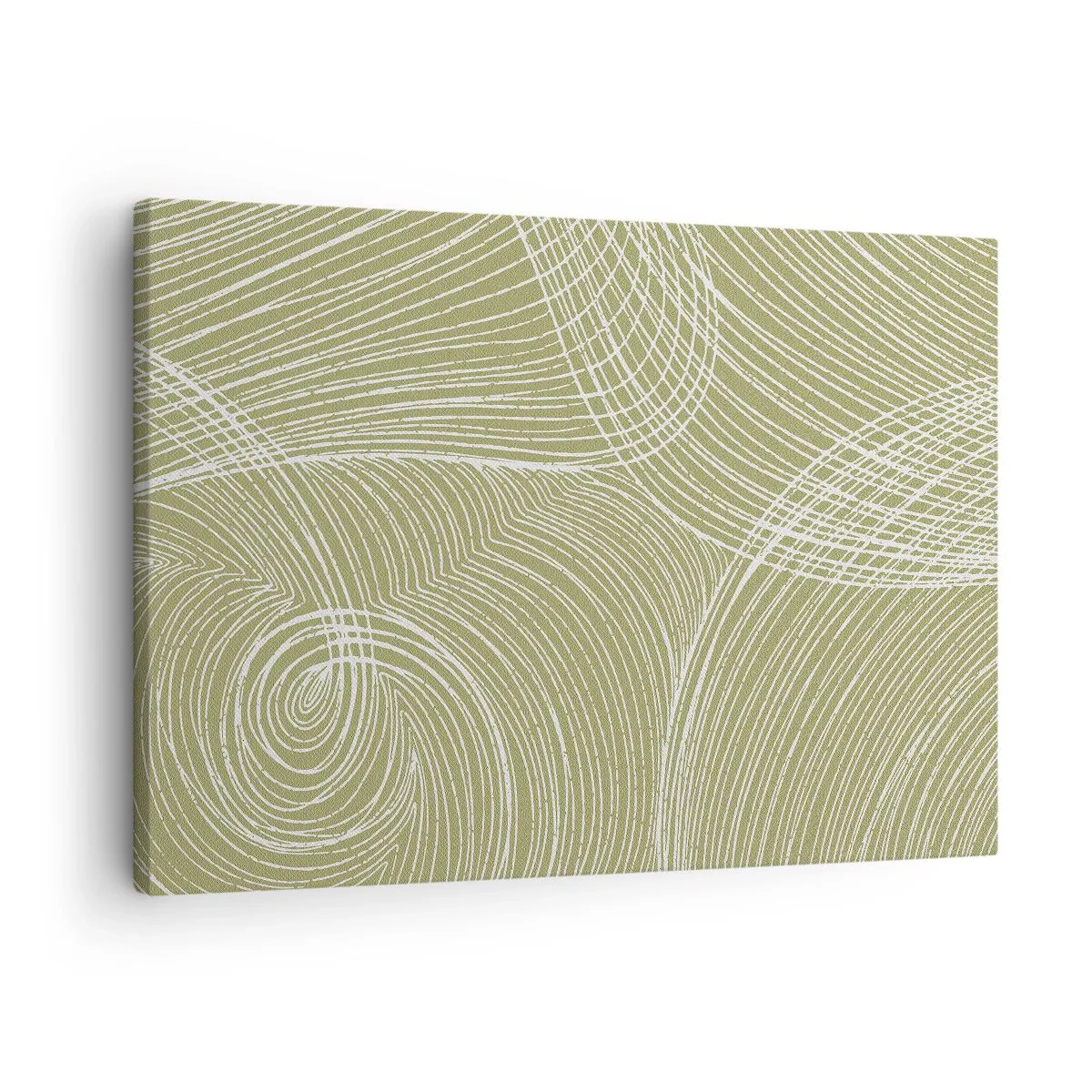 Bild auf Leinwand - Leinwandbild - Grüne und weiße Linien in einer abstrakten Komposition - 70x50cm - Komplizierte Abstraktion in Weiß - Moderne Wanddekoration für Wohnzimmer und Schlafzimmer ARTTOR