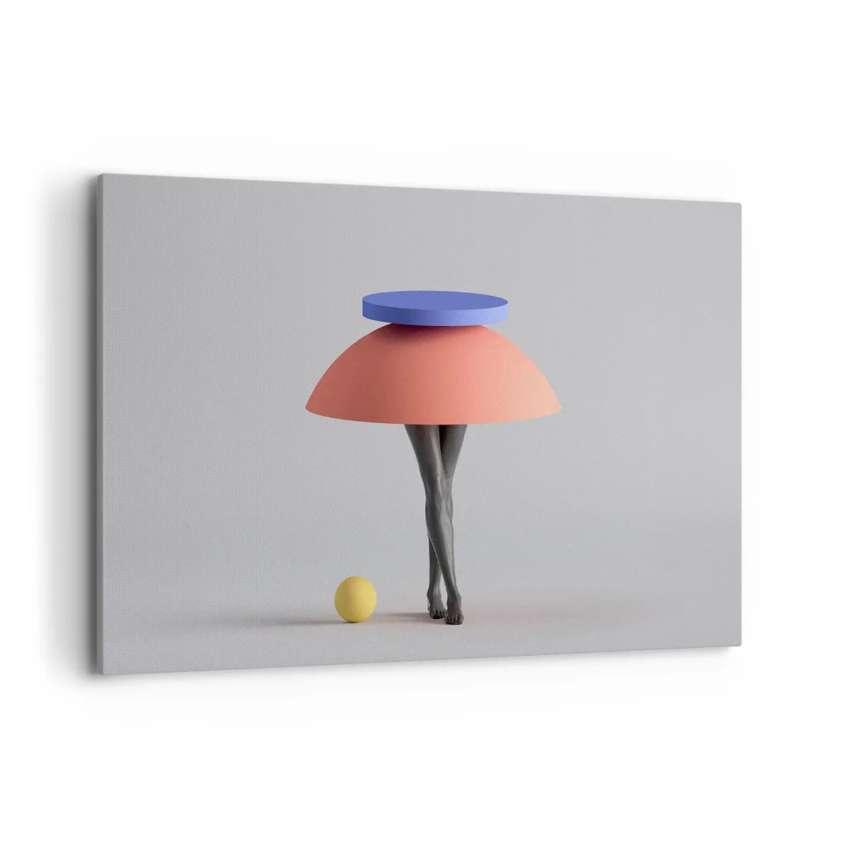 Bild auf Leinwand - Leinwandbild - Abstrakte geometrische Komposition mit Beinen und einem Ball - 120x80cm - Surrealistische Komposition - Moderne Wanddekoration für Wohnzimmer und Schlafzimmer ARTTOR