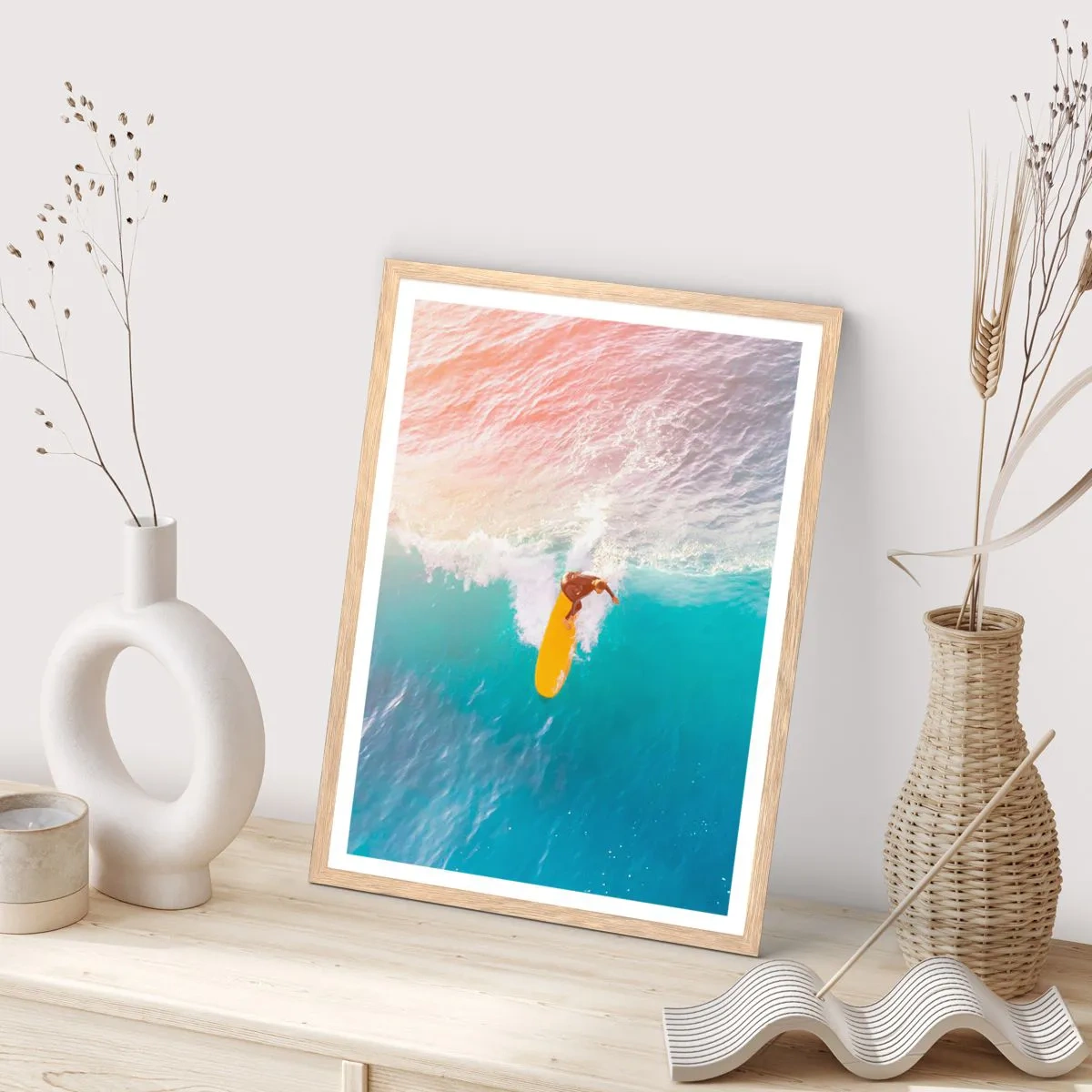 Poster in einem Rahmen aus heller Eiche - Der Ozeanreiter - 40x50 cm