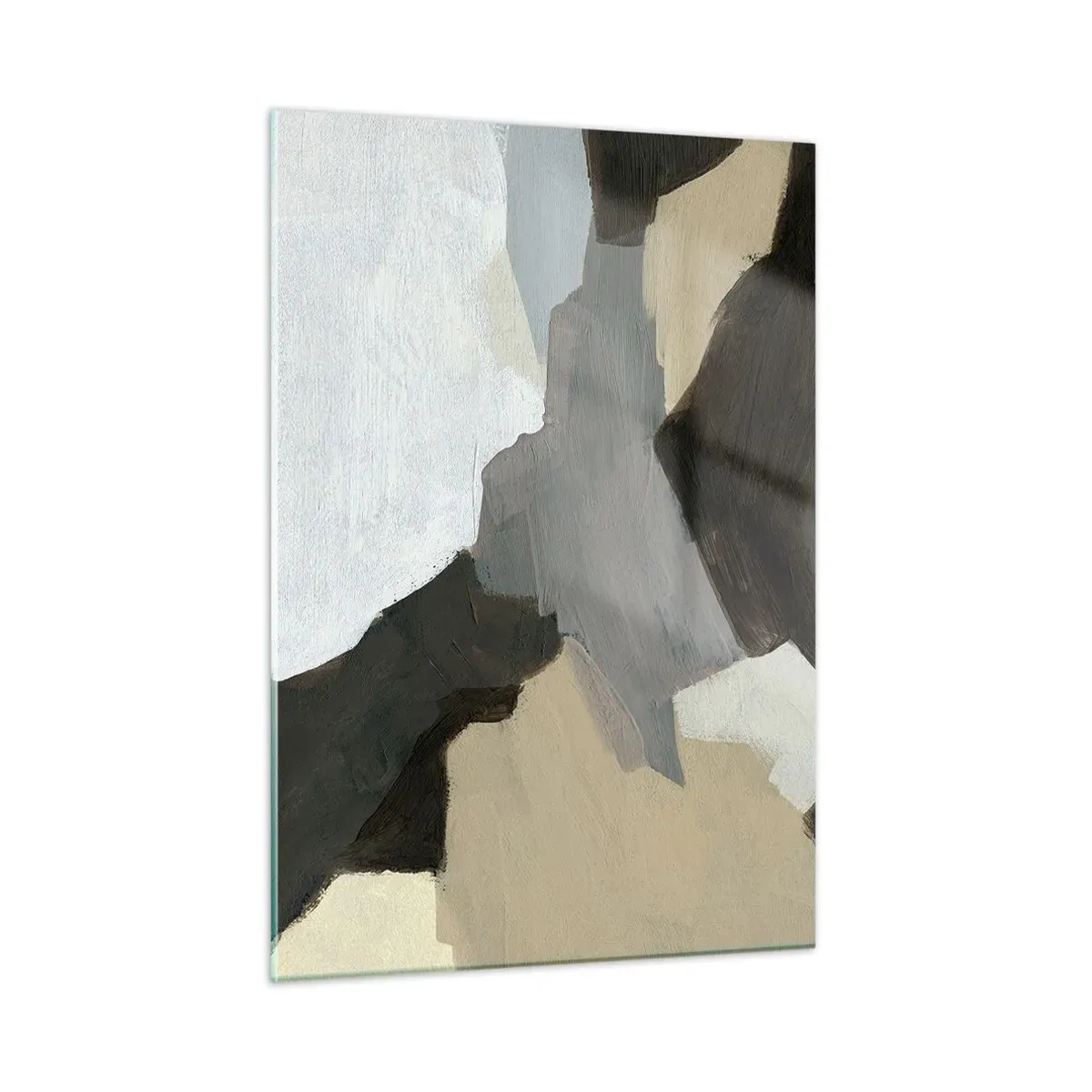 Glasbild - Bild auf glas - Eine moderne abstrakte Komposition in Grautönen - 50x70cm - Abstraktion: Scheideweg des Graus - Moderne Wanddekoration für Wohnzimmer und Schlafzimmer ARTTOR
