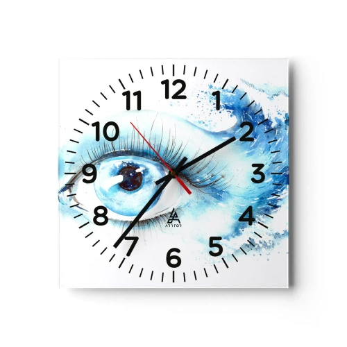 Wanduhr - Glasuhr - Tauchen Sie ein in das Blau der Blicke - 40x40 cm