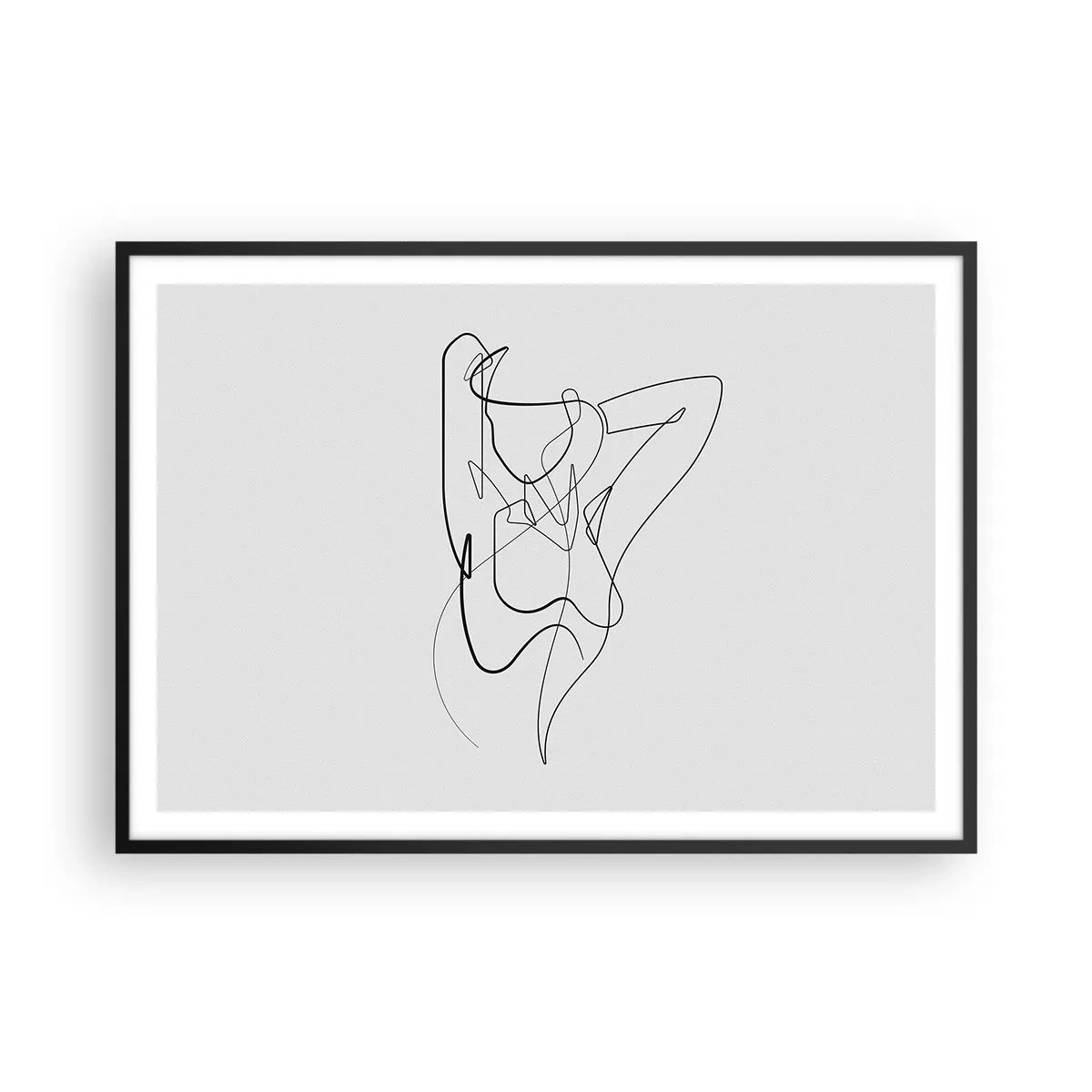 Poster in einem schwarzem Rahmen - Minimalistischer Umriss einer weiblichen Silhouette - 100x70cm - So, wie du wirklich bist ... - Moderne Wanddekoration für Wohnzimmer und Schlafzimmer ARTTOR