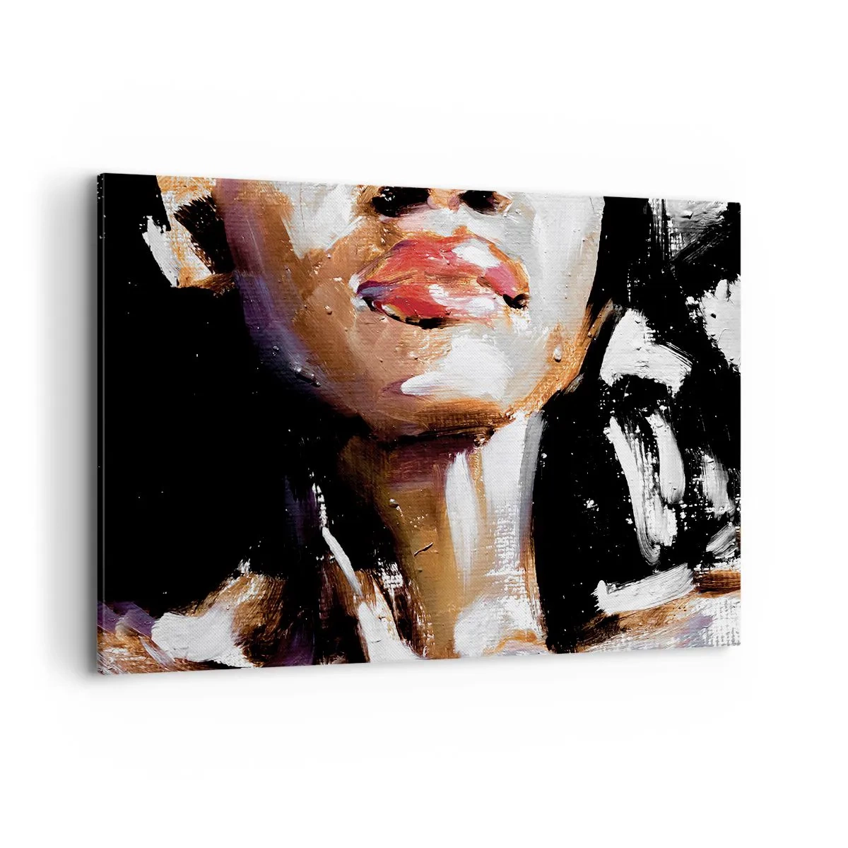 Bild auf Leinwand - Leinwandbild - Porträt einer Frau in ausdrucksstarkem malerischem Stil vor dunklem Hintergrund - 120x80cm - Stolz ohne Vorurteile - Moderne Wanddekoration für Wohnzimmer und Schlafzimmer ARTTOR