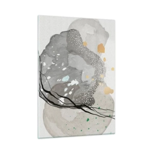 Glasbild - Bild auf glas - Organische Formen und Punkte in gedeckten Farben mit Details - 50x70cm - Organische Komposition - Moderne Wanddekoration für Wohnzimmer und Schlafzimmer ARTTOR