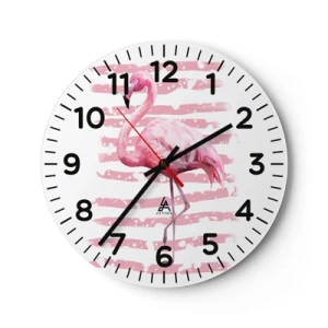 Wanduhr - Glasuhr - In Würde, aber in Pink - 30x30 cm