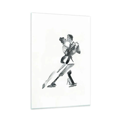 Glasbild - Bild auf glas - Eine subtile Illustration eines tanzenden Paares im monochromen Stil. - 80x120cm - In einem Schlag - Moderne Wanddekoration für Wohnzimmer und Schlafzimmer ARTTOR