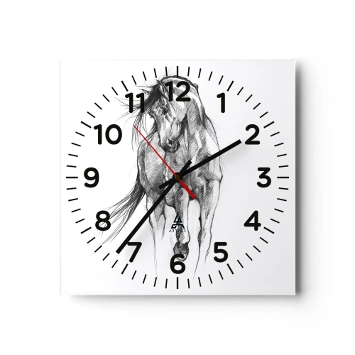 Wanduhr - Glasuhr - Im anmutigen Trab - 30x30 cm