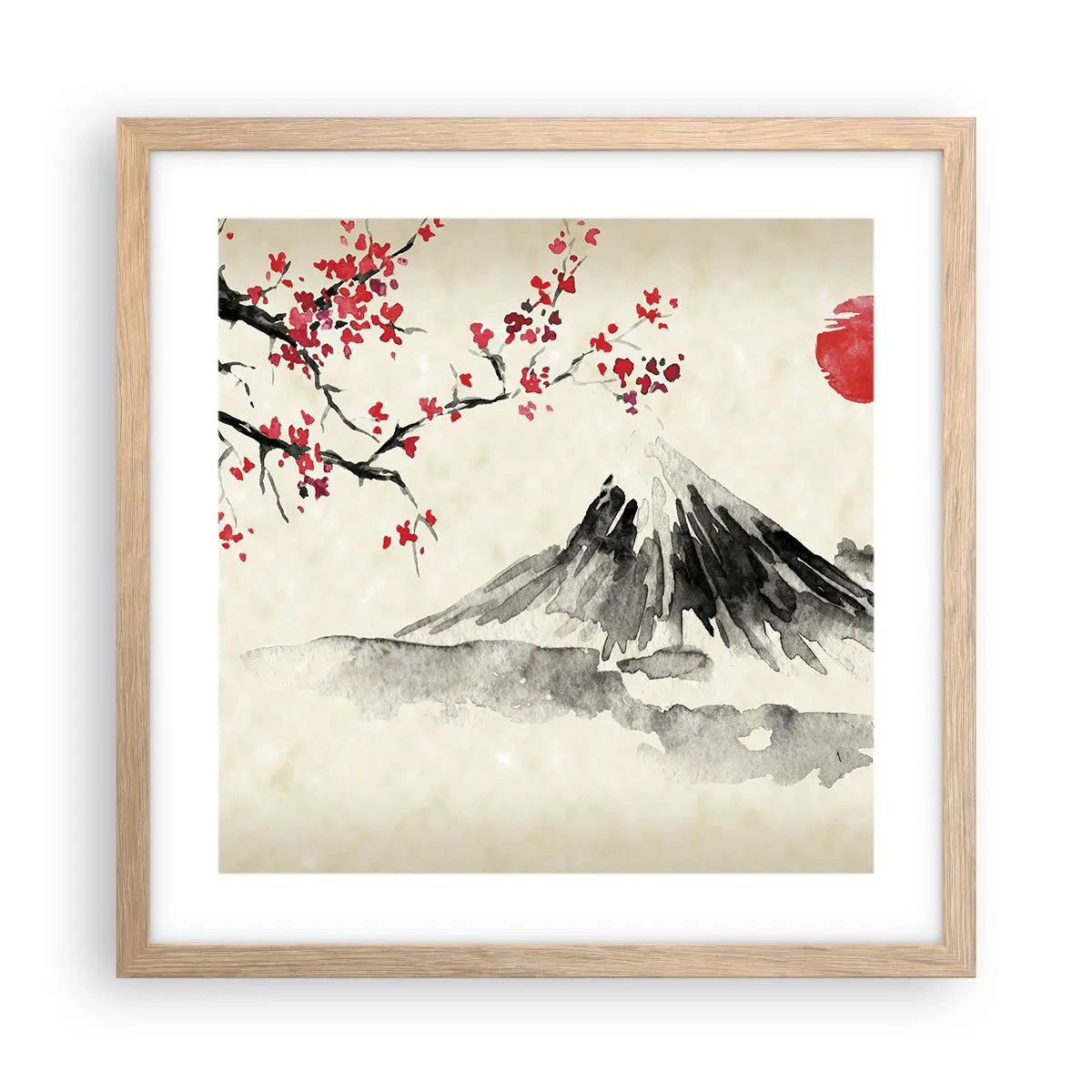 Poster in einem Rahmen aus heller Eiche - Liebe Japan - 40x40 cm
