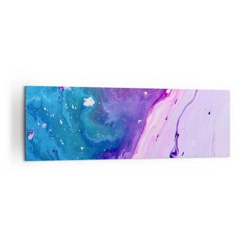 Bild auf Leinwand - Leinwandbild - Abstraktion in Lila- und Türkistönen, inspiriert von Kontrasten - 160x50cm - Yin und Yang - Moderne Wanddekoration für Wohnzimmer und Schlafzimmer ARTTOR