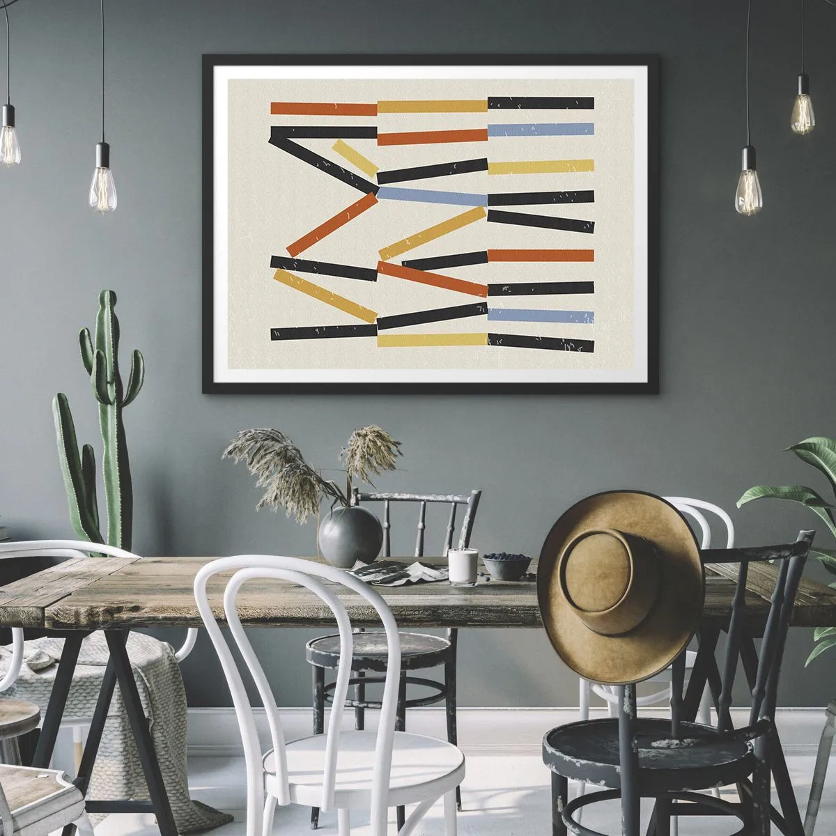 Poster in einem schwarzem Rahmen - Komposition auf der Ebene - 50x40 cm