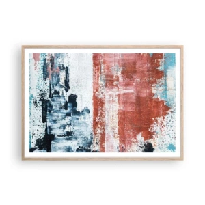 Poster in einem Rahmen aus heller Eiche - Fünfzig-Fünfzig abstrakt - 100x70 cm