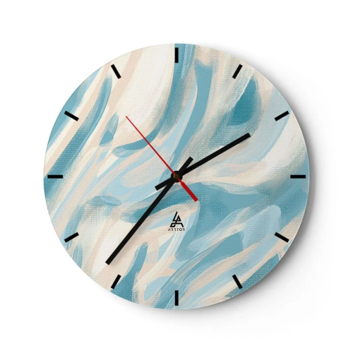 Wanduhr - Glasuhr - Abstrakte Pastellstreifen in Blau und Beige - 30x30cm - Frühlingsbrisen - Moderne Wanddekoration für Wohnzimmer, Küche und Schlafzimmer ARTTOR