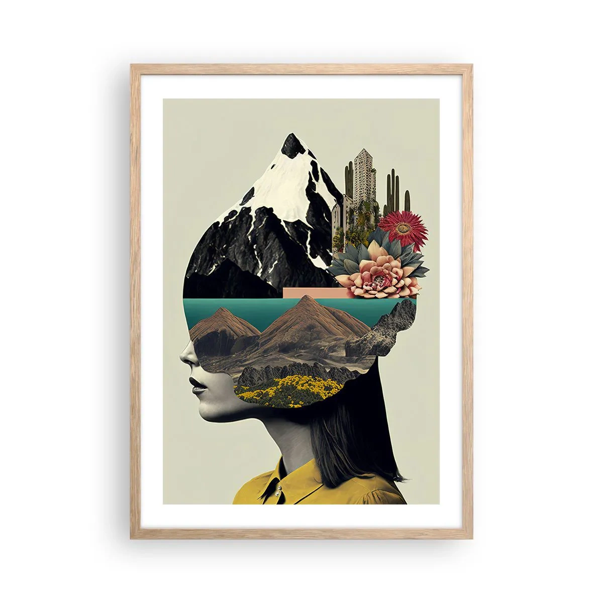 Poster in einem Rahmen aus heller Eiche - Frau – bleibt immer ein Geheimnis - 50x70 cm