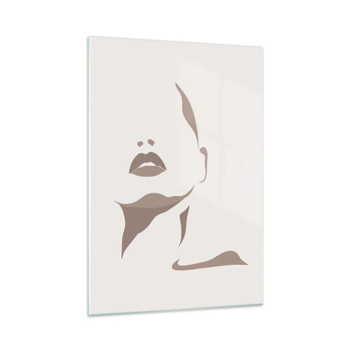 Glasbild - Bild auf glas - Umriss des Gesichts und Halses einer Frau im minimalistischen Stil - 50x70cm - Aus Licht und Schatten - Moderne Wanddekoration für Wohnzimmer und Schlafzimmer ARTTOR