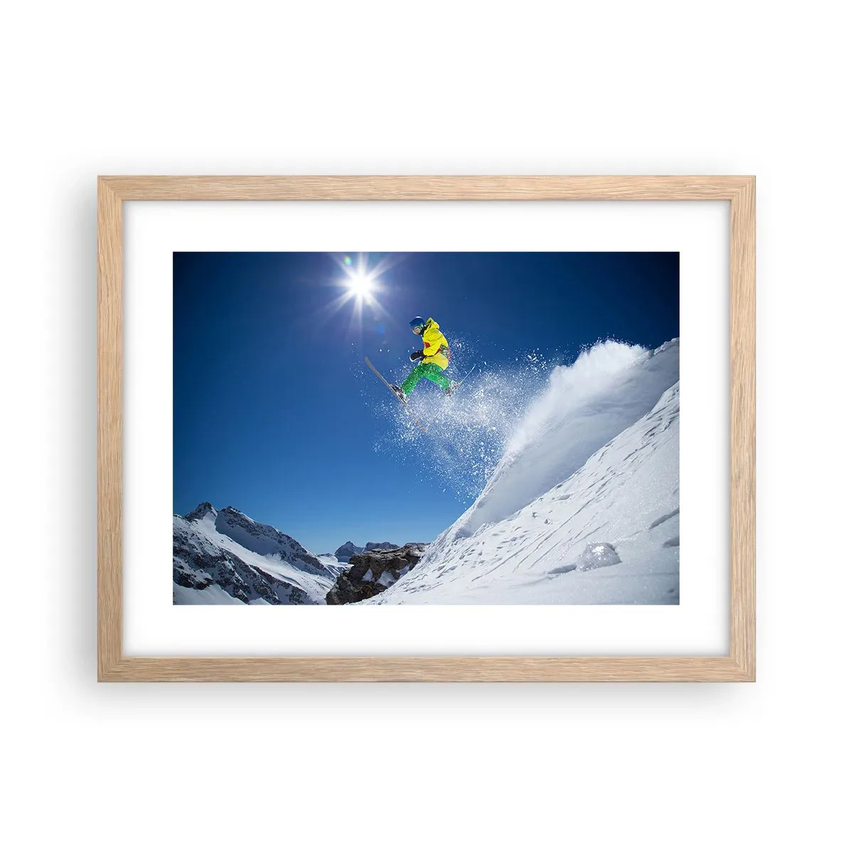Poster in einem Rahmen aus heller Eiche - Tanzen mit den Bergen - 40x30 cm